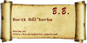 Borik Bíborka névjegykártya
